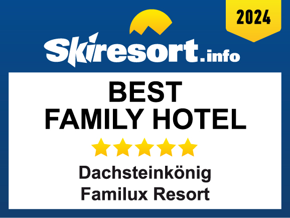 Award from Skiresort.de 2024 for the best children's hotel for the Dachsteinkönig - Familux Resort